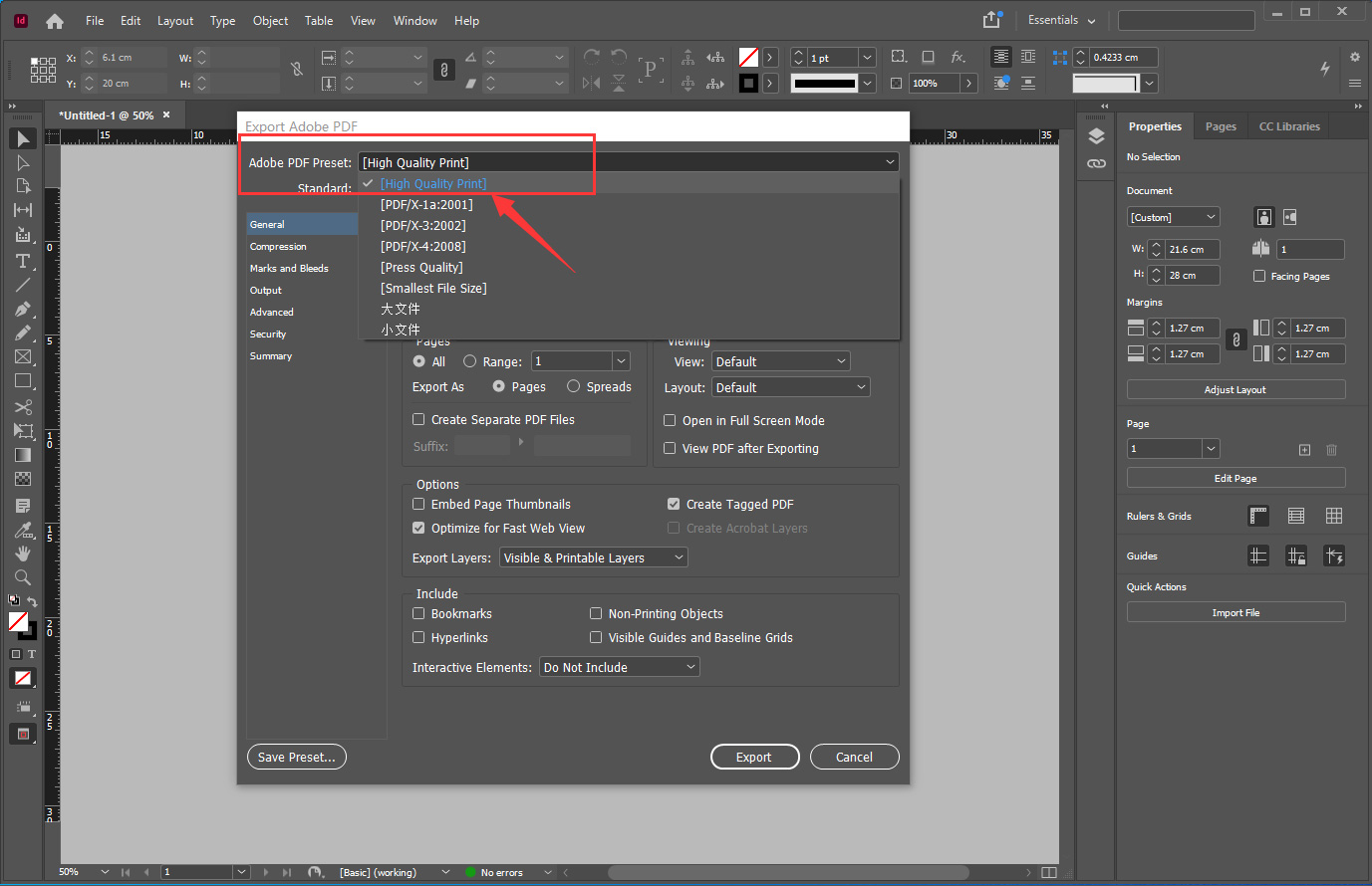 How to Export PDFs from Adobe InDesign Step 3